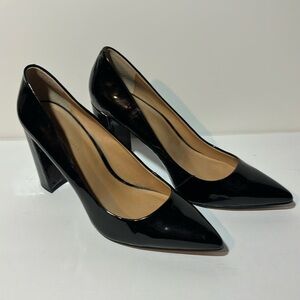 Banana Republic Madison 12-Hour Block Heel Pump Black Patent Leather